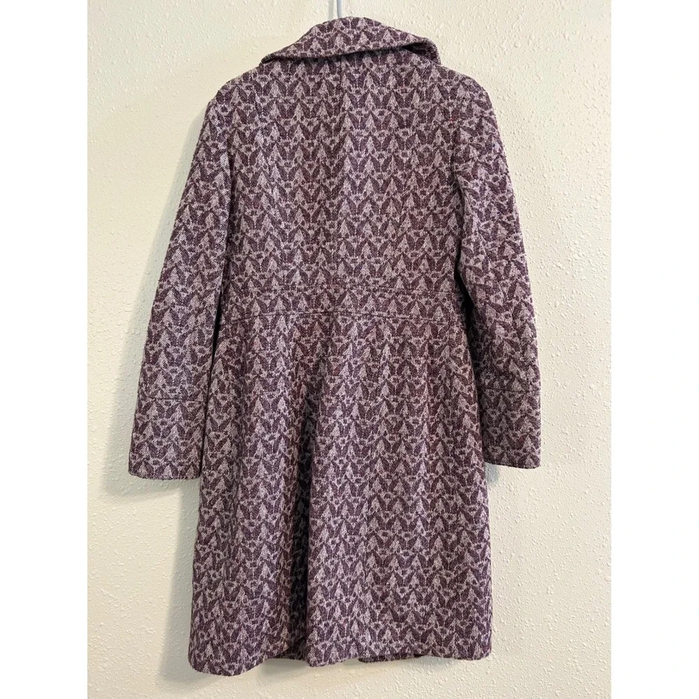 Victoria's Secret Moda Purple Unique Y2K Geometric Wool Blend Button Trench S6